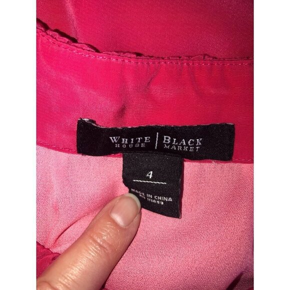 White House Black Market Size 4 Dress Tie Shoulder Pink Keyhole Front Midi Knee - Picture 5 of 10